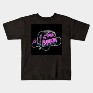 Retro inscription "Spicy bath bomb" Kids T-Shirt